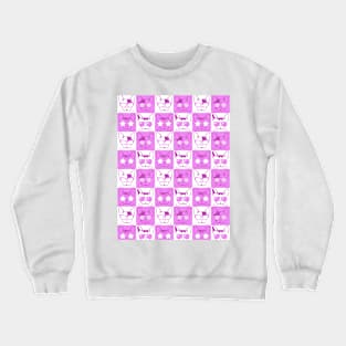 Frenchies with Glasses Pattern Pink Crewneck Sweatshirt